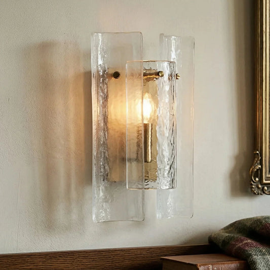 Modern Layered Hammered Glass Wall Light