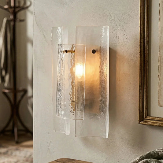 Modern Layered Hammered Glass Wall Light