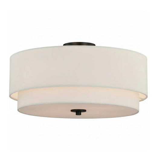 Modern Linen Shade Semi-Flush Ceiling Light