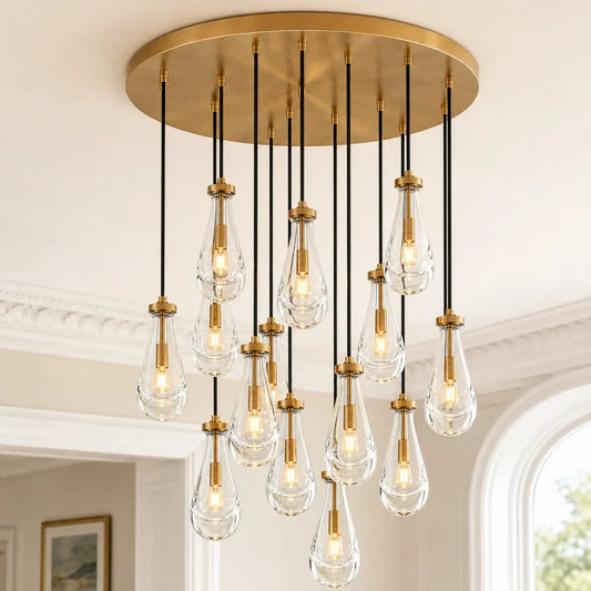 Modern Luxury Teardrop Glass Cluster Chandelier