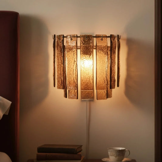 Modern Minimalist Line Textured Glass Wall Light