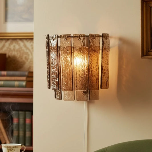 Modern Minimalist Line Textured Glass Wall Light