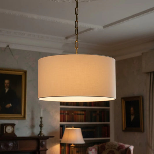 Modern Minimalist Linen Drum Pendant Light