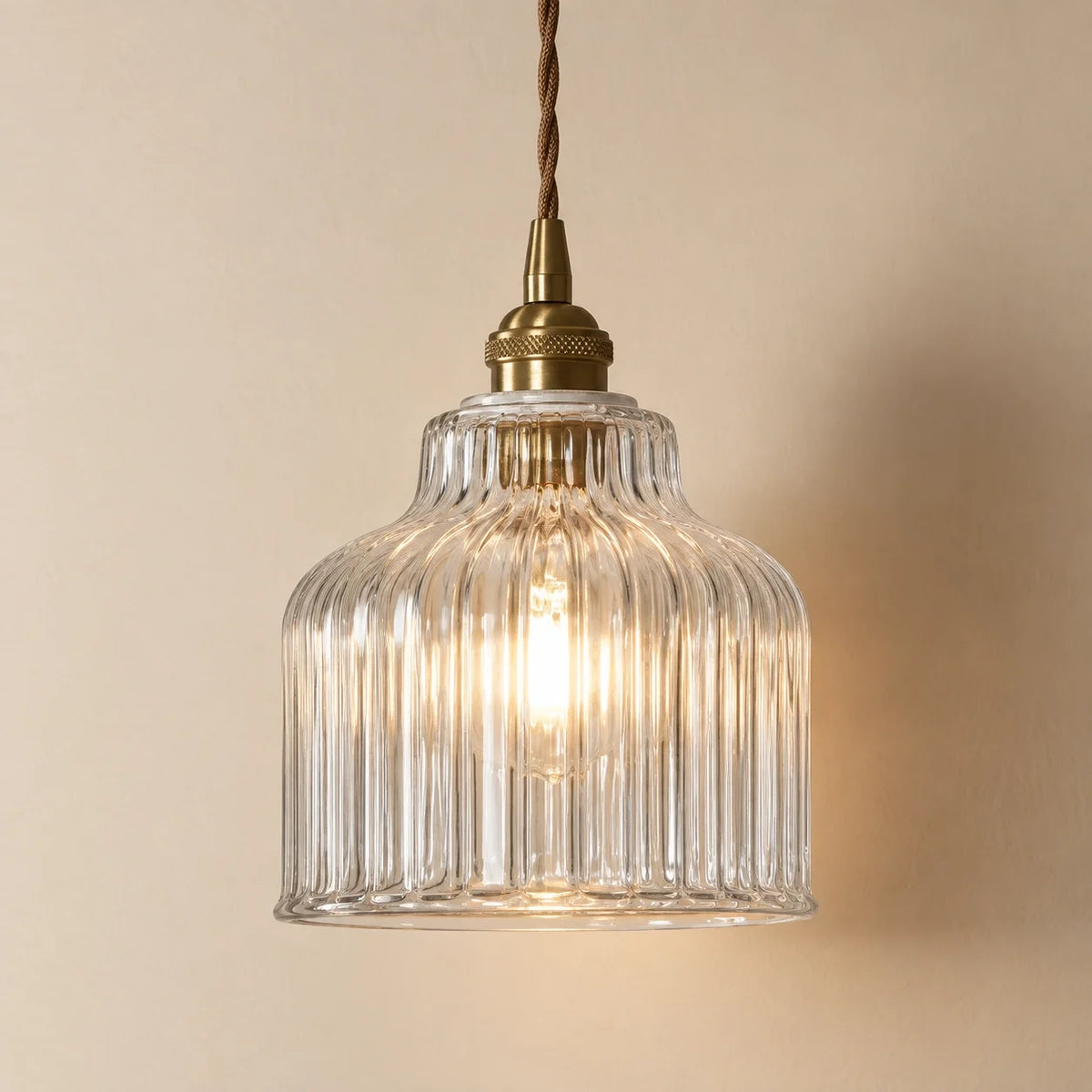 Modern Minimalist Ribbed Glass Pendant Light