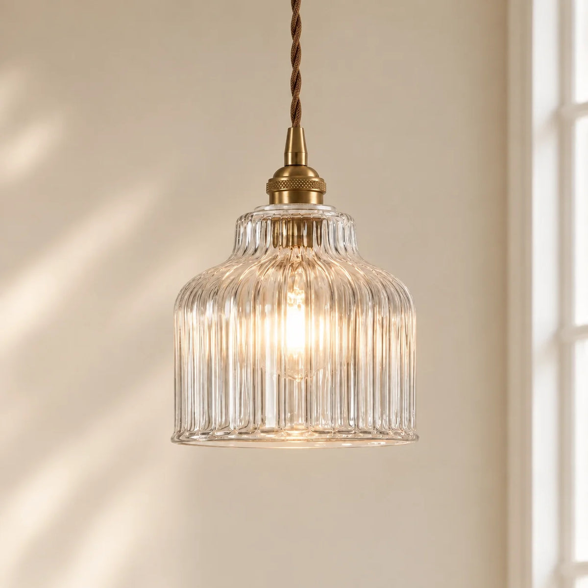 Modern Minimalist Ribbed Glass Pendant Light