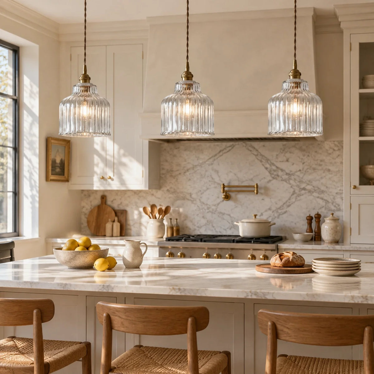 Modern Minimalist Ribbed Glass Pendant Light