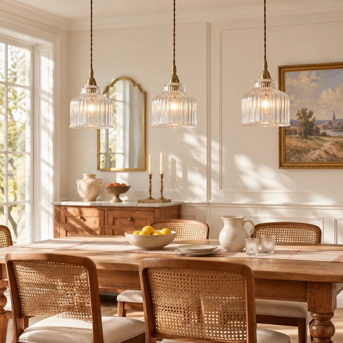 Modern Minimalist Ribbed Glass Pendant Light