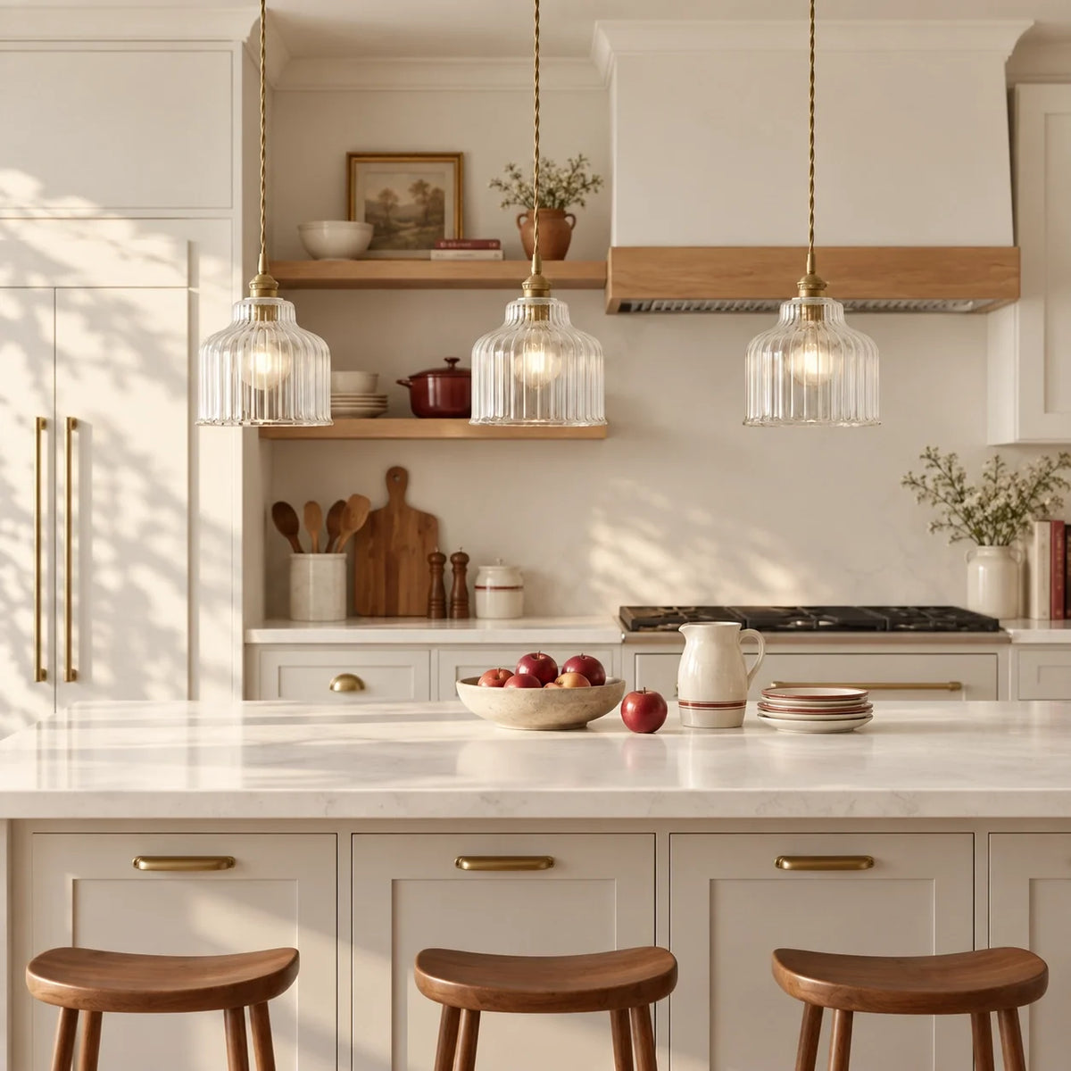 Modern Minimalist Ribbed Glass Pendant Light