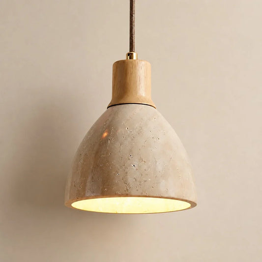 Modern Minimalist Travertine Bowl Pendant Light
