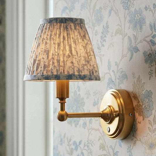 Modern Rechargeable Touch LED Wall Lamp with Blue Linen Shade