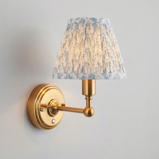 Modern Rechargeable Touch LED Wall Lamp with Blue Linen Shade