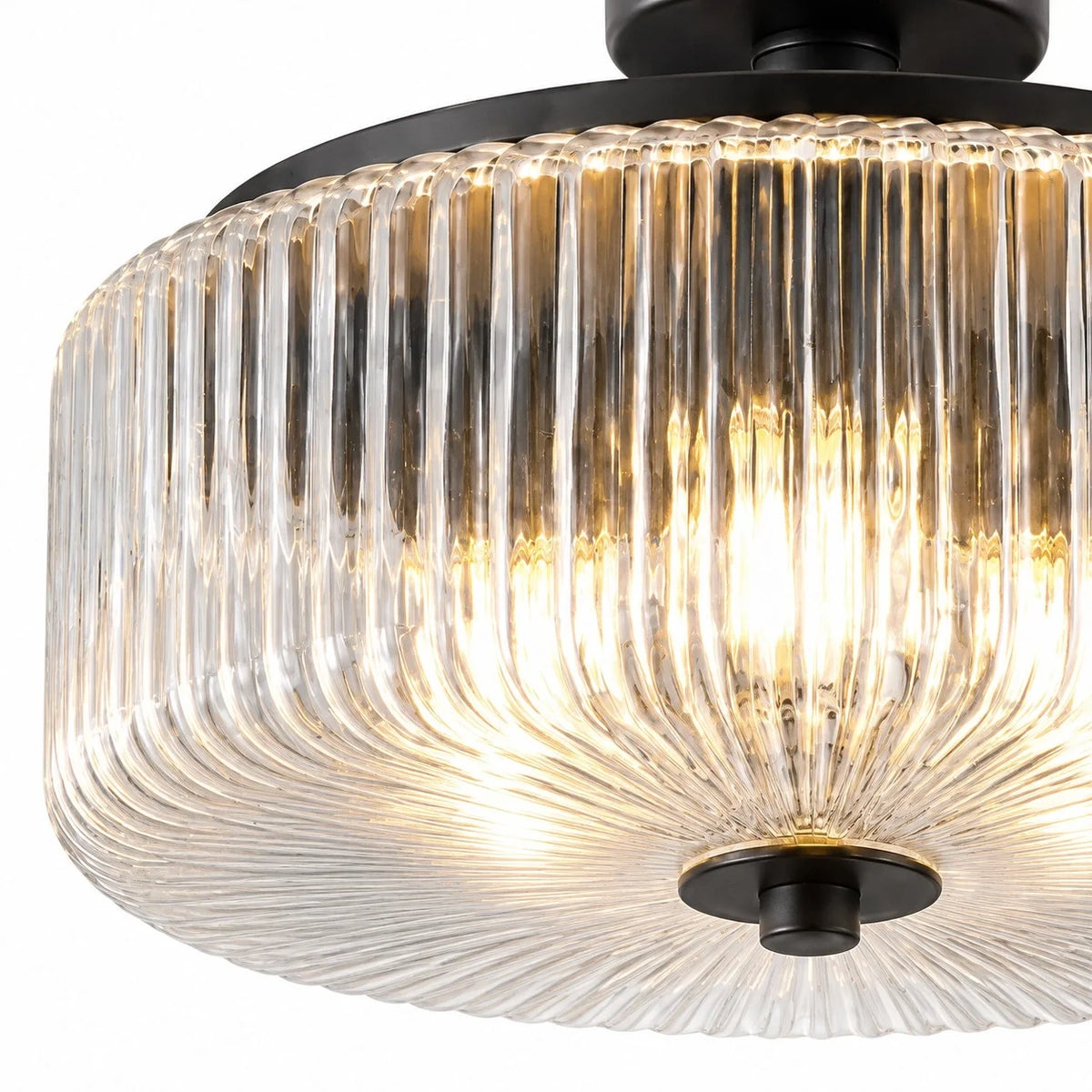 Modern Ribbed Glass Flush Mount Ceiling Light