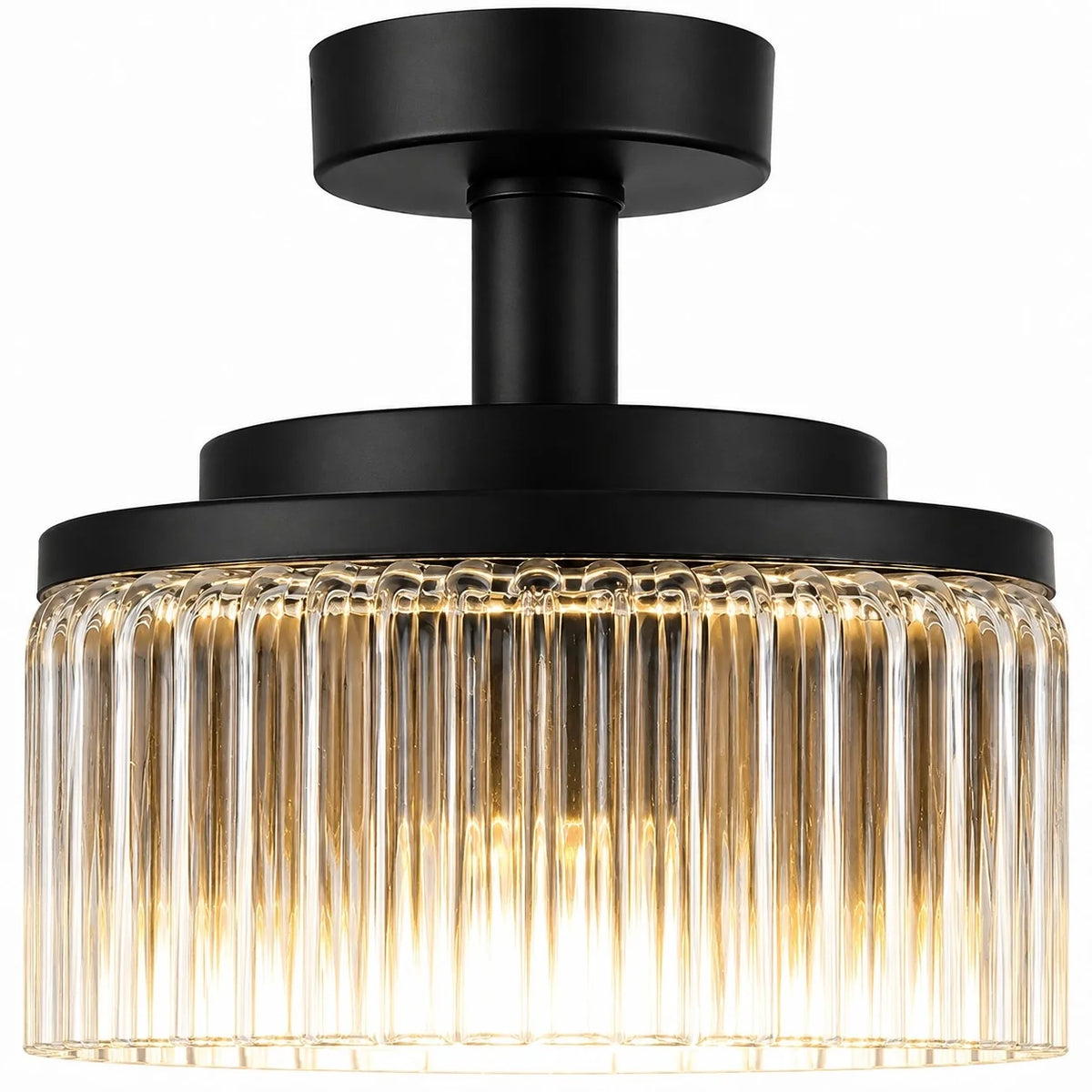 Modern Ribbed Glass Flush Mount Ceiling Light