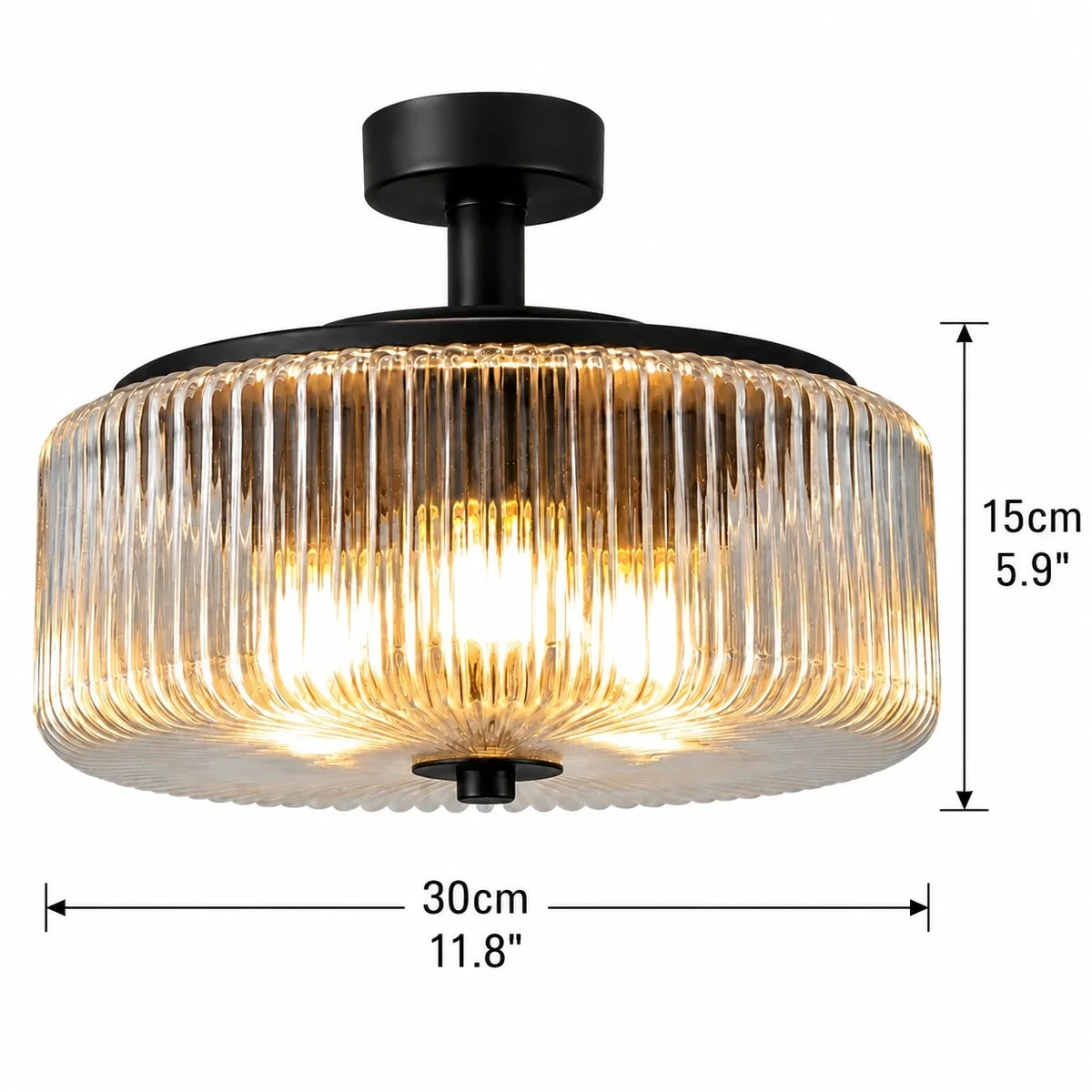 Modern Ribbed Glass Flush Mount Ceiling Light