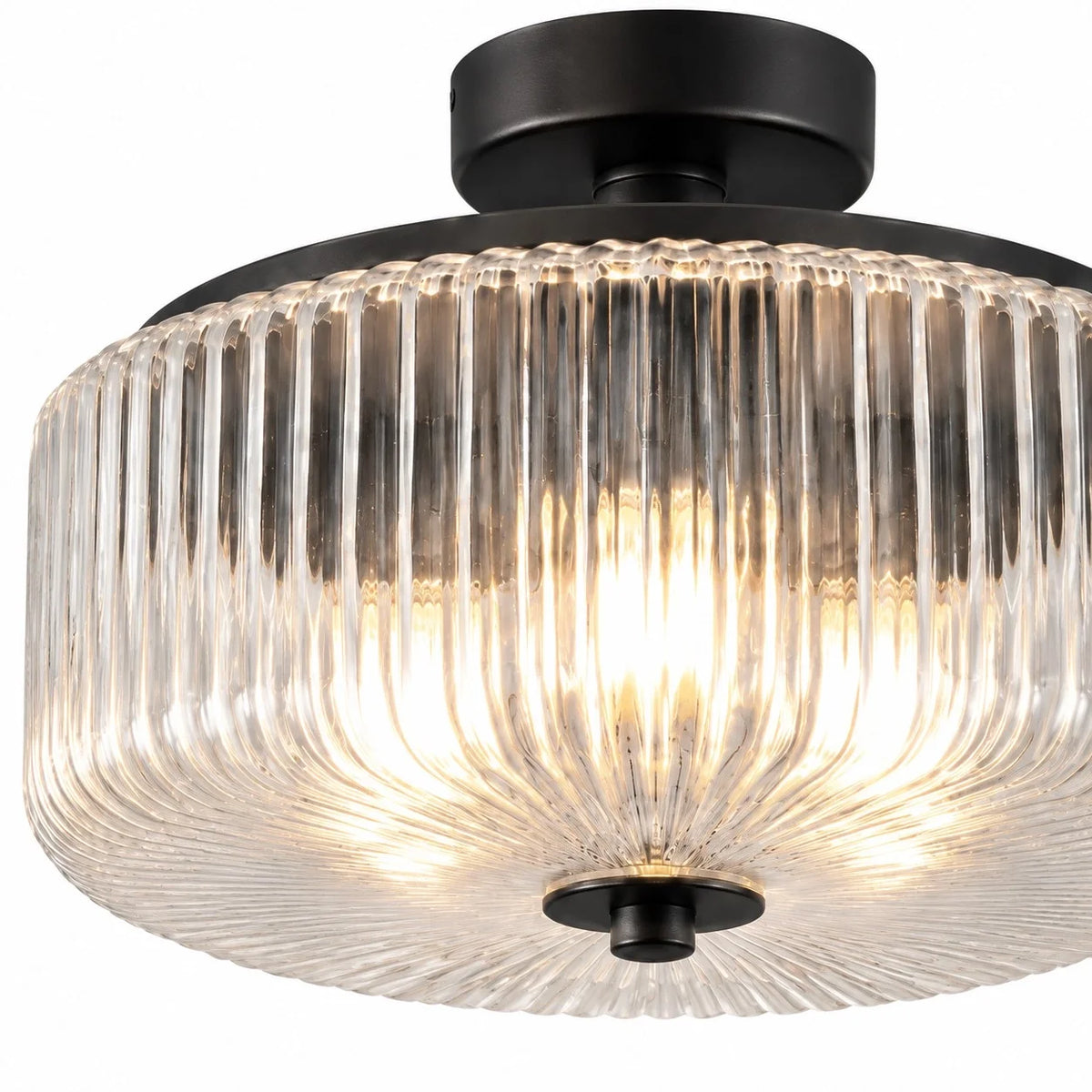 Modern Ribbed Glass Flush Mount Ceiling Light