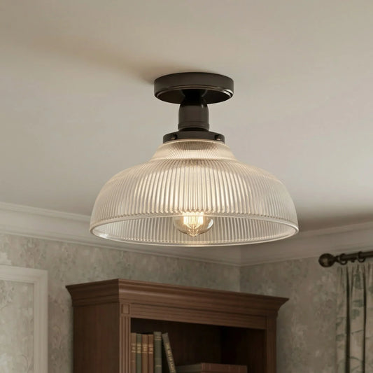 Modern Textured Glass Round Ceiling Light