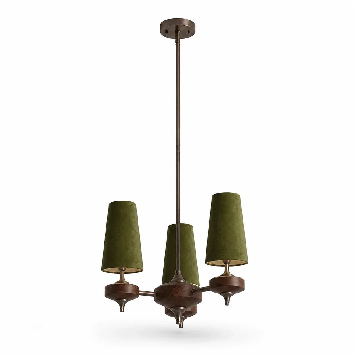 Modern Traditional Fabric Shades Wood Chandelier