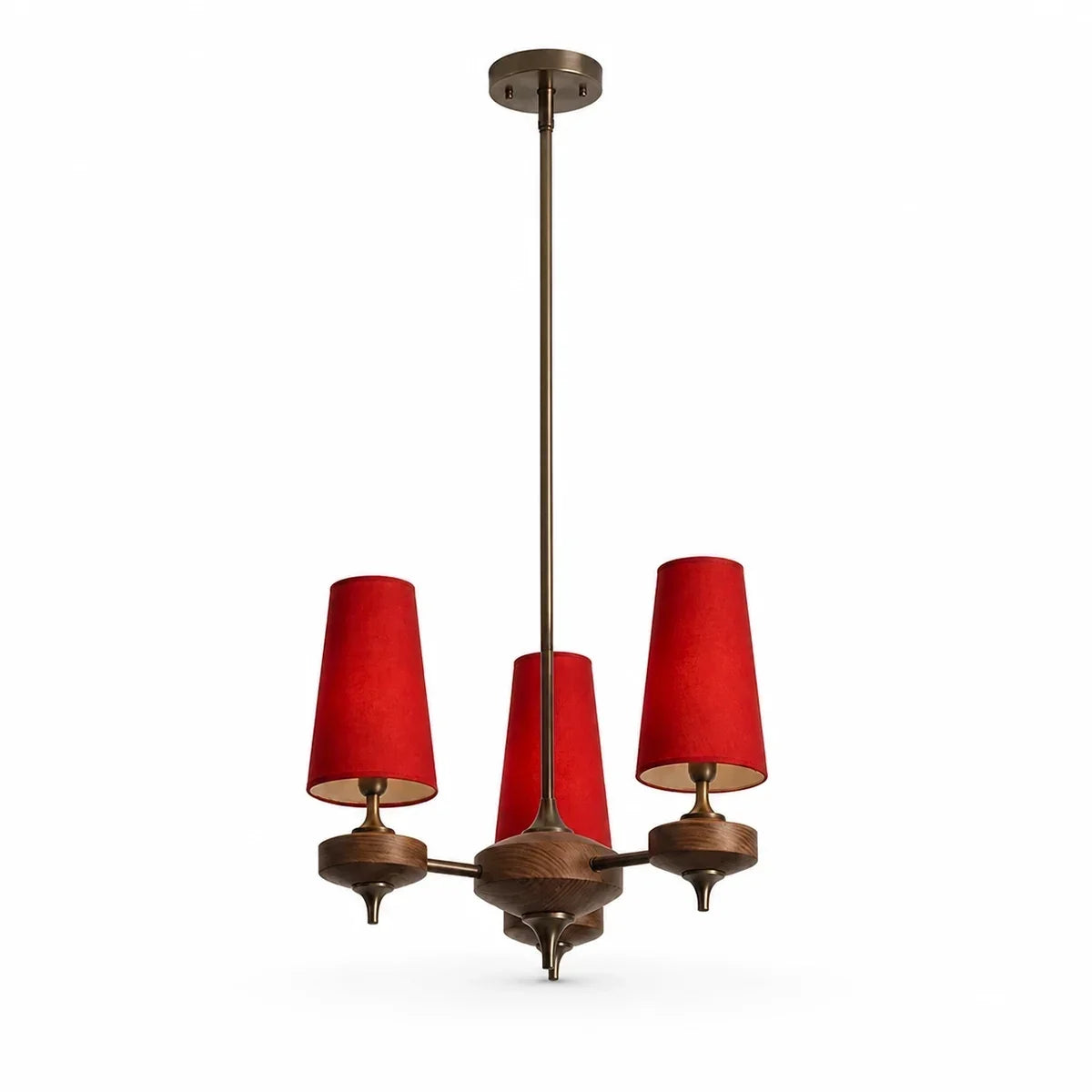 Modern Traditional Fabric Shades Wood Chandelier