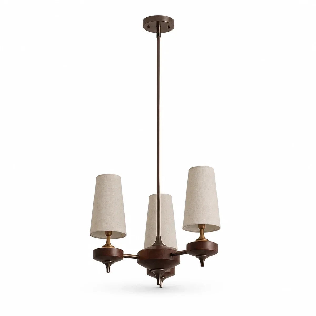Modern Traditional Fabric Shades Wood Chandelier