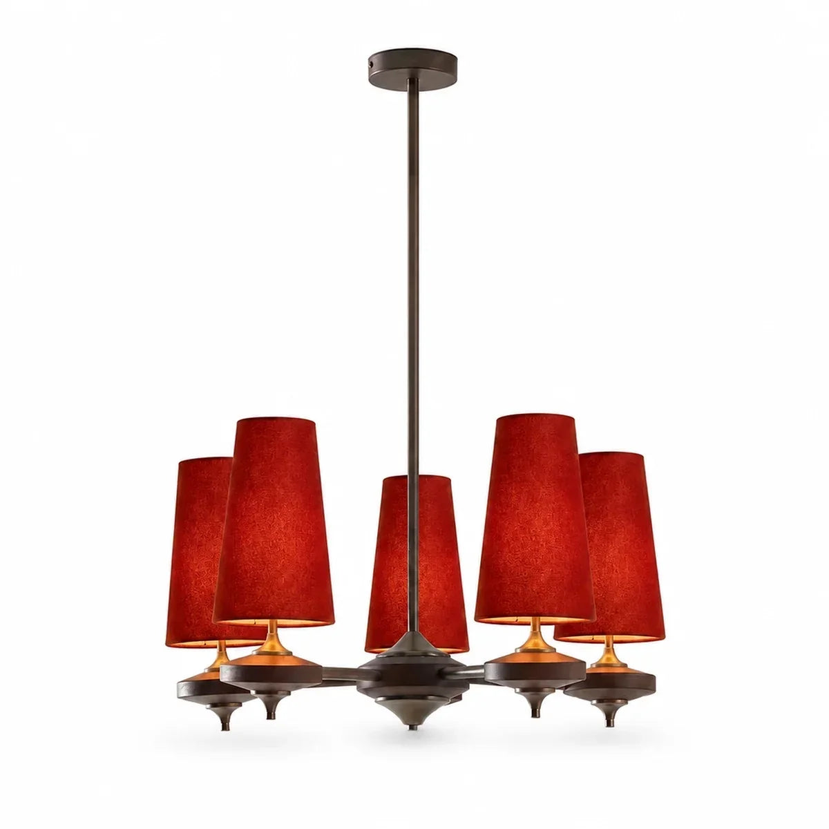 Modern Traditional Fabric Shades Wood Chandelier