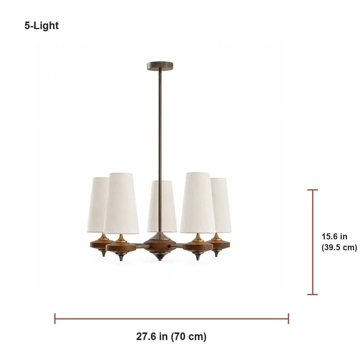 Modern Traditional Fabric Shades Wood Chandelier