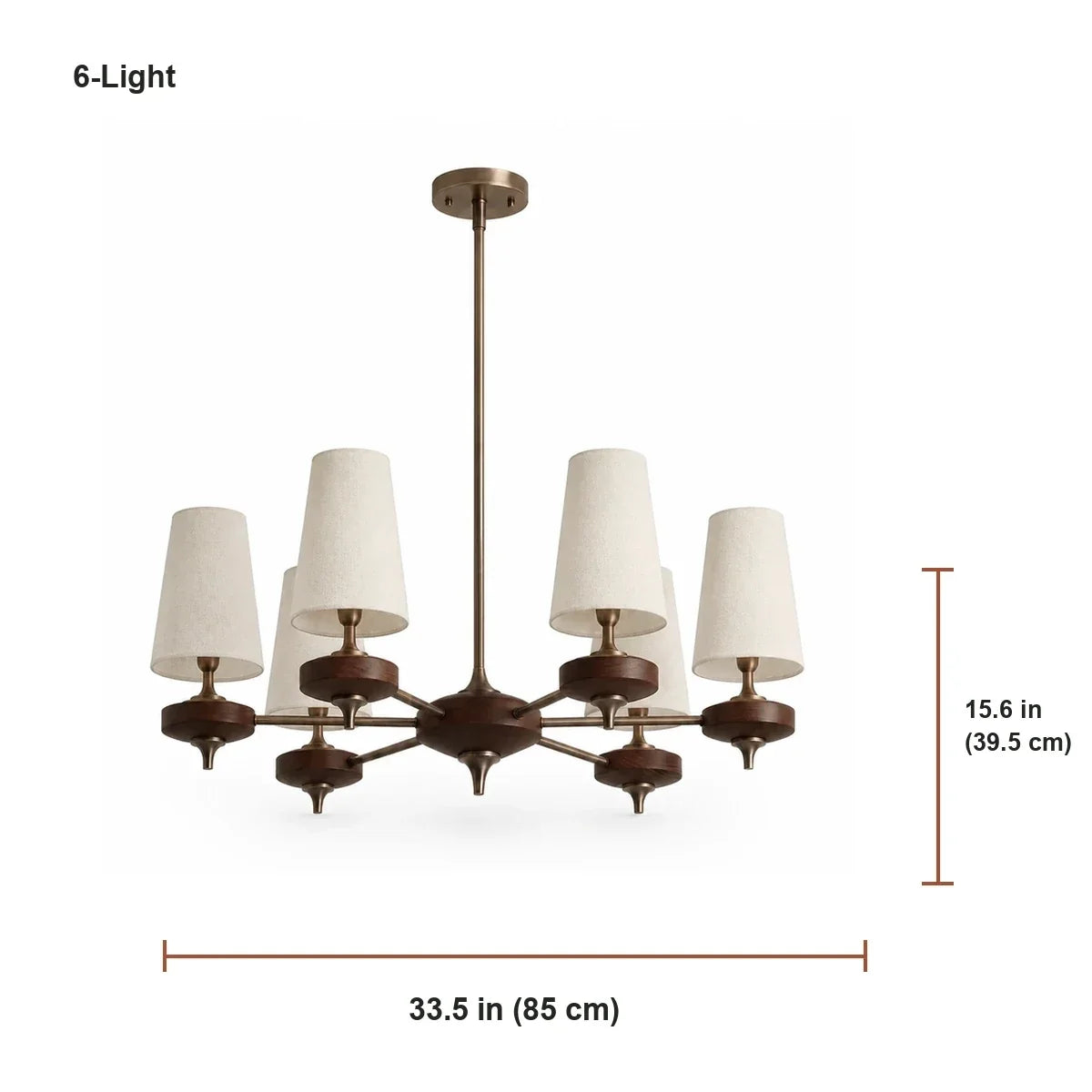 Modern Traditional Fabric Shades Wood Chandelier