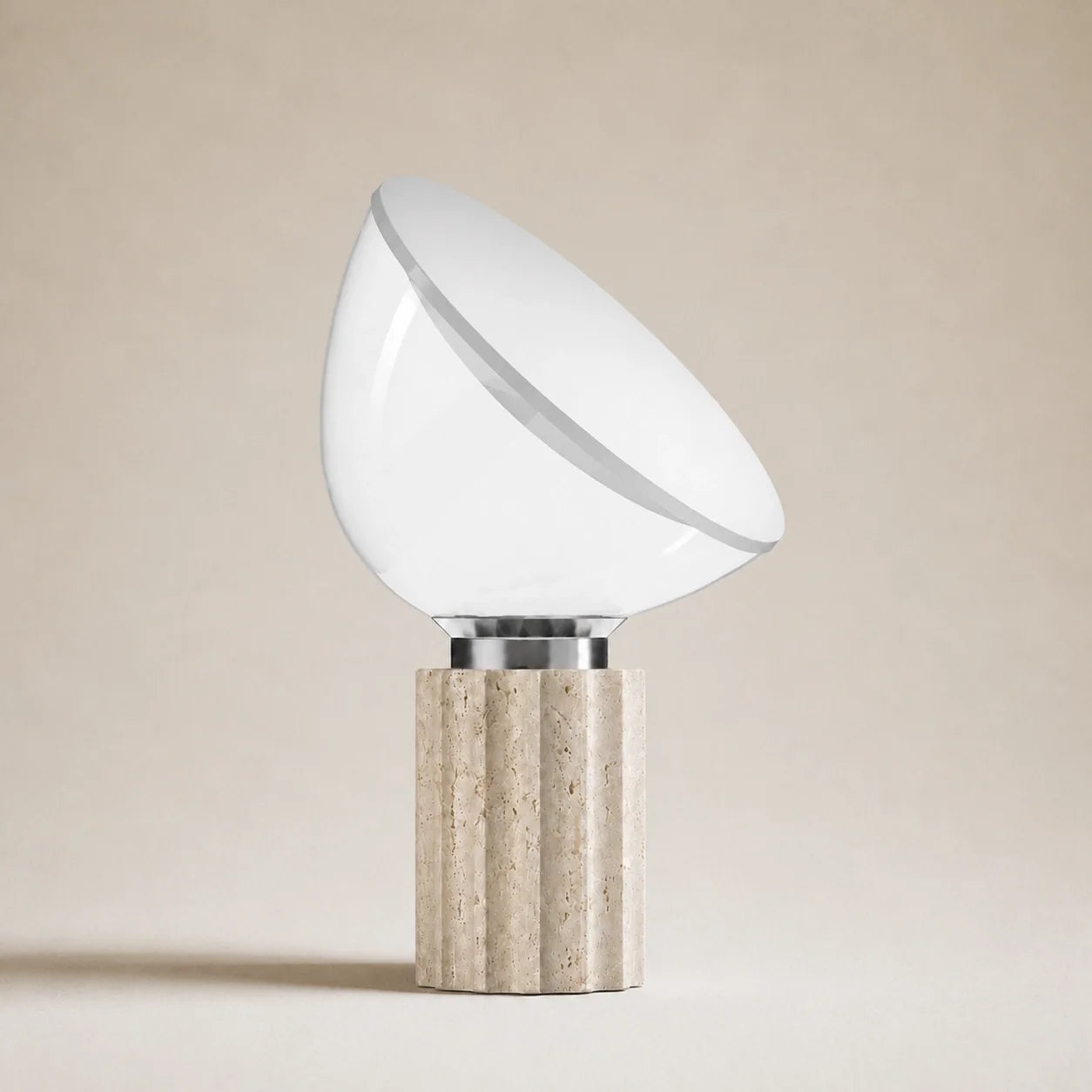 Modern Travertine Table Lamp with Clear Glass Shade