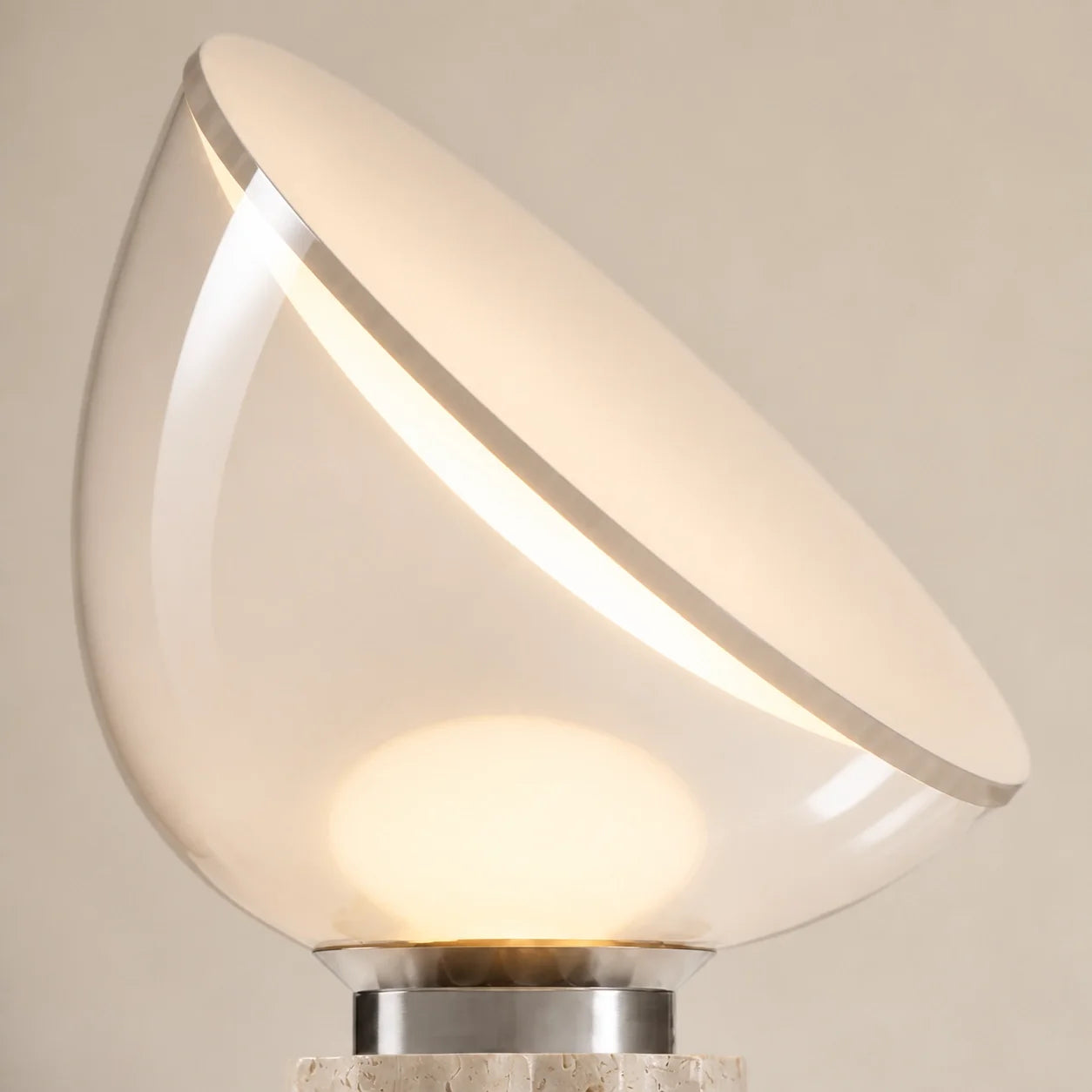 Modern Travertine Table Lamp with Clear Glass Shade