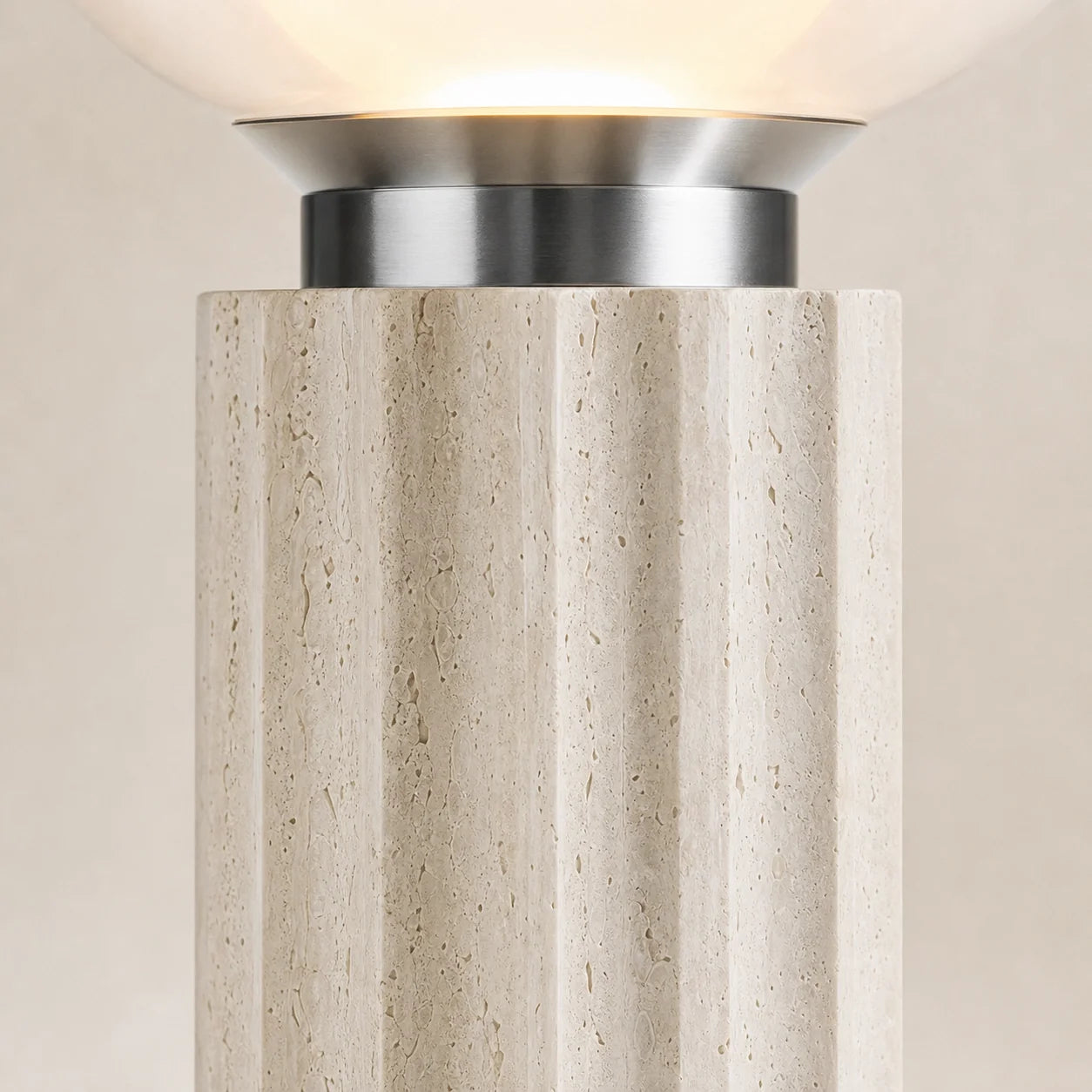 Modern Travertine Table Lamp with Clear Glass Shade