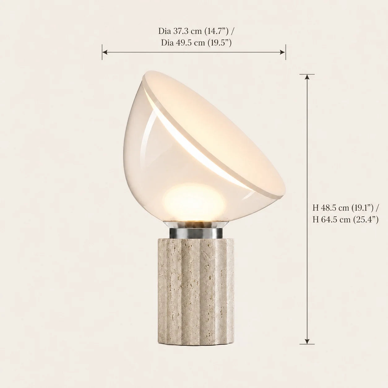 Modern Travertine Table Lamp with Clear Glass Shade