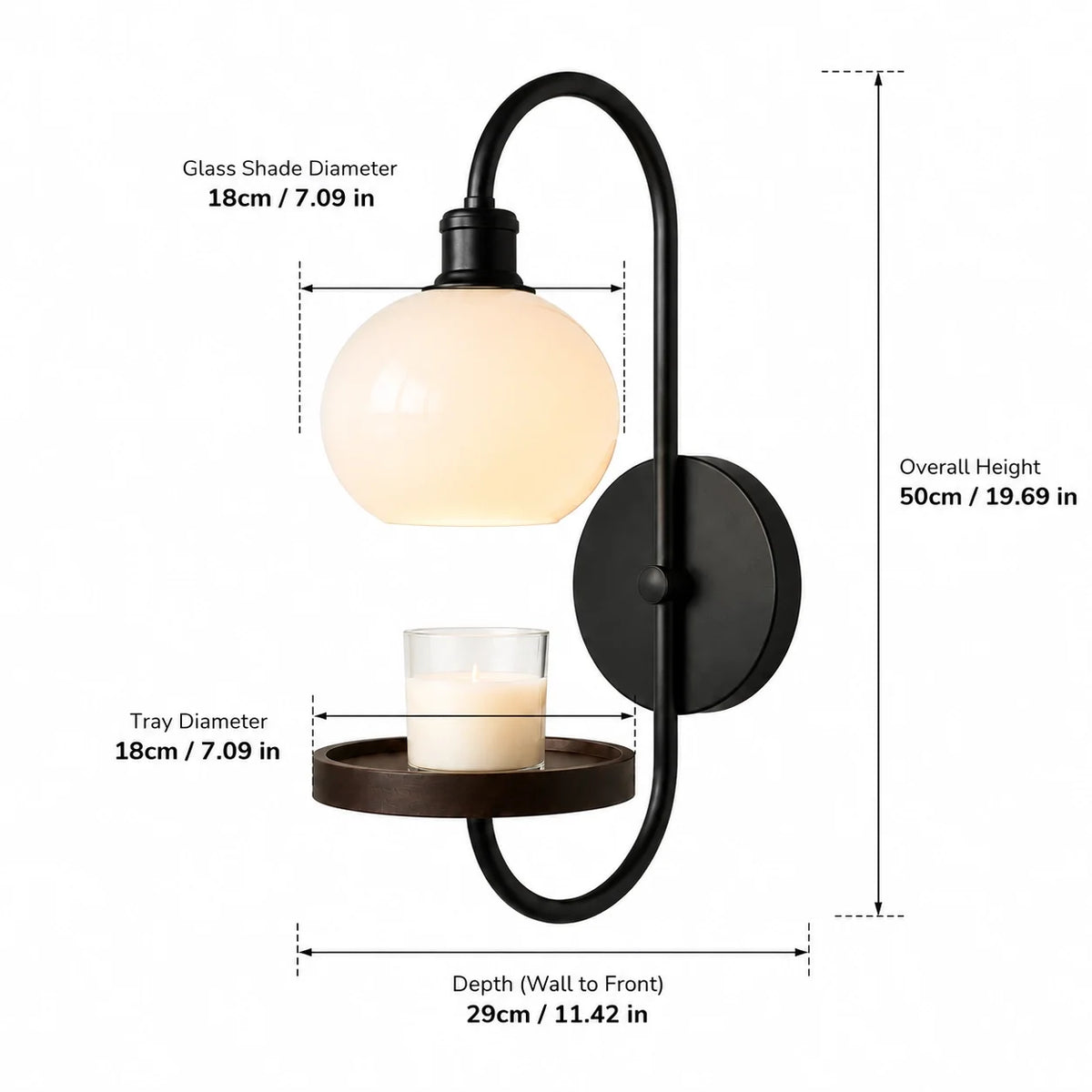 Modern Vintage Glass Globe Candle Wall Light