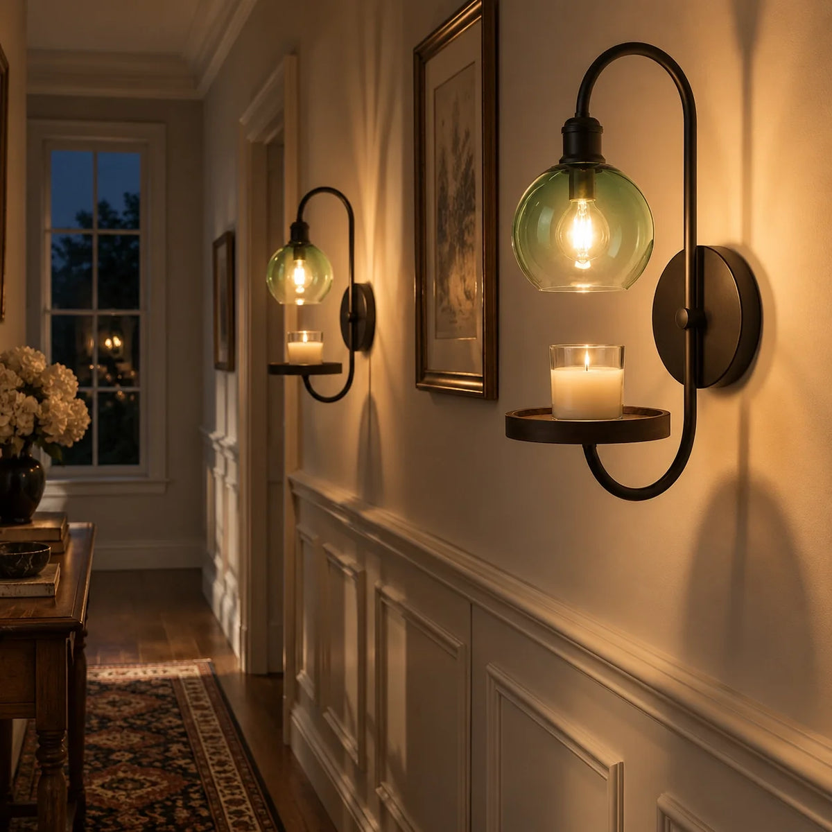 Modern Vintage Glass Globe Candle Wall Light