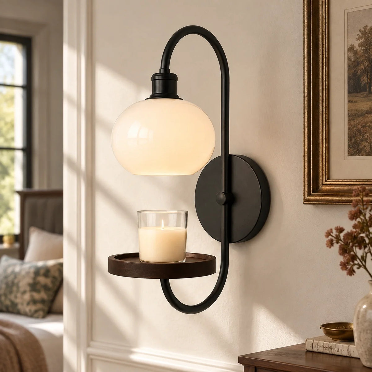 Modern Vintage Glass Globe Candle Wall Light