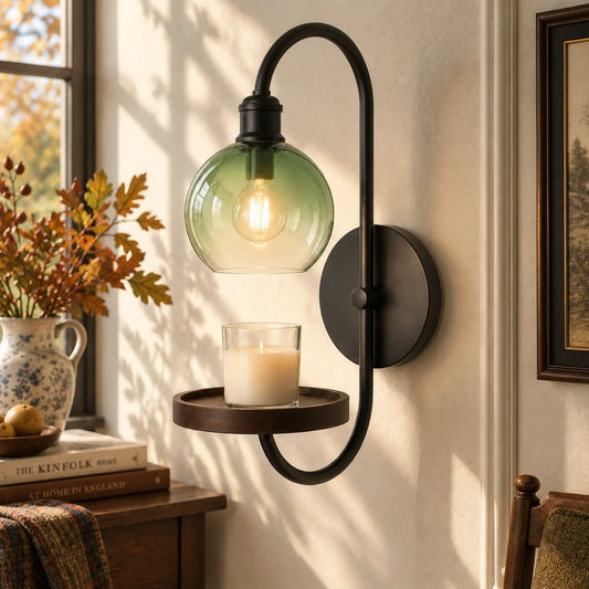 Modern Vintage Glass Globe Candle Wall Light
