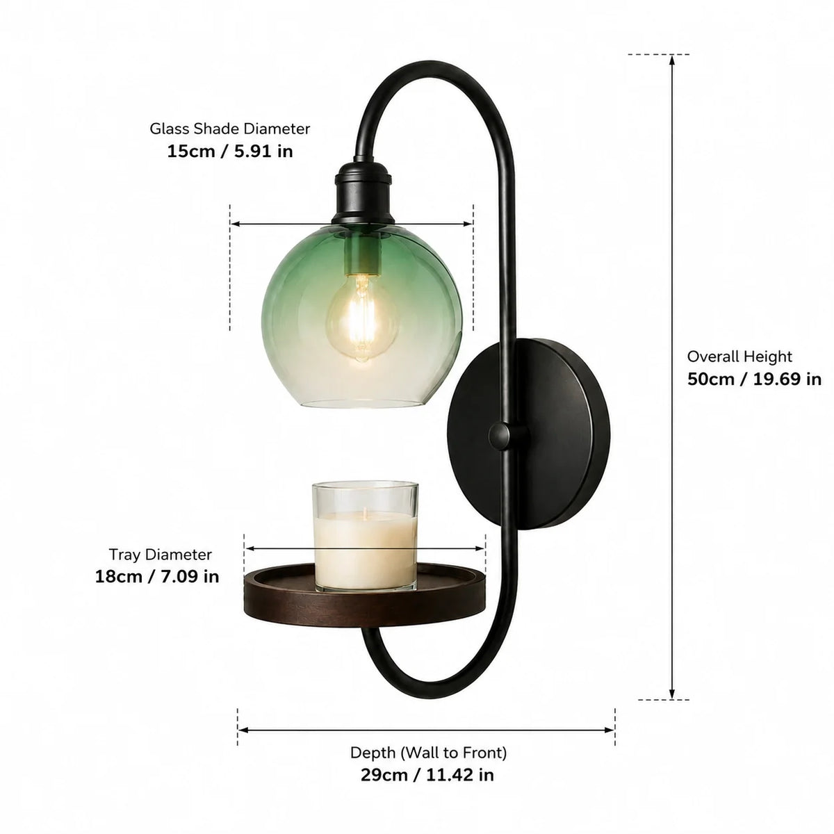 Modern Vintage Glass Globe Candle Wall Light