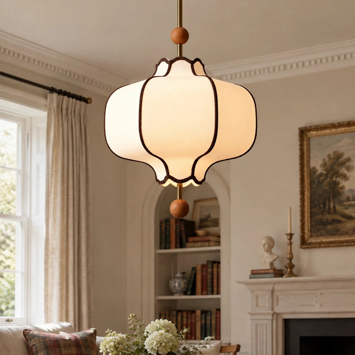 Modern Vintage Lantern Fabric Pendant Light