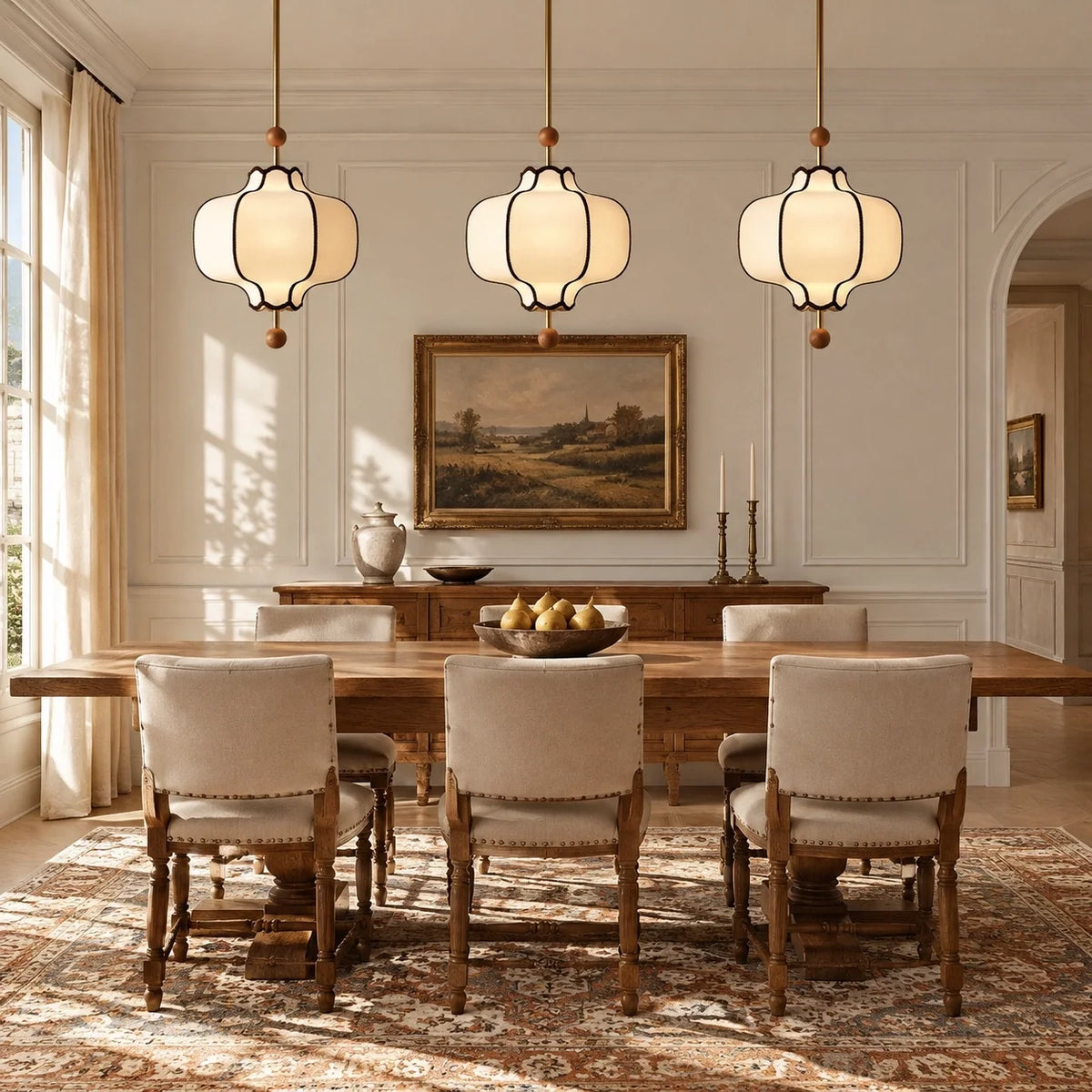 Modern Vintage Lantern Fabric Pendant Light