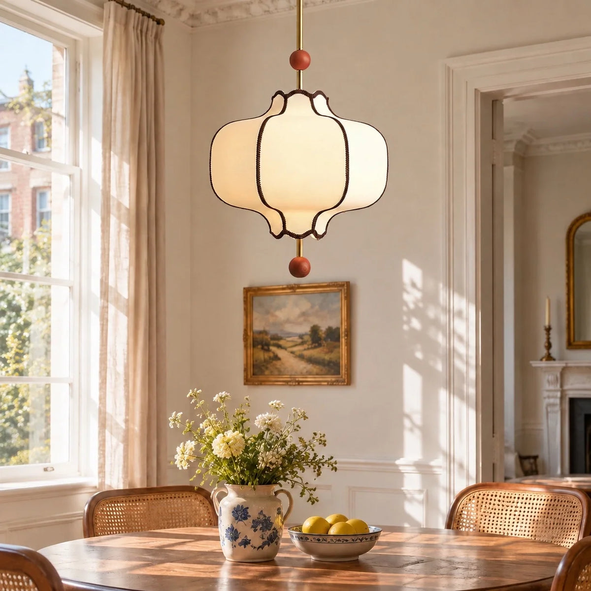 Modern Vintage Lantern Fabric Pendant Light