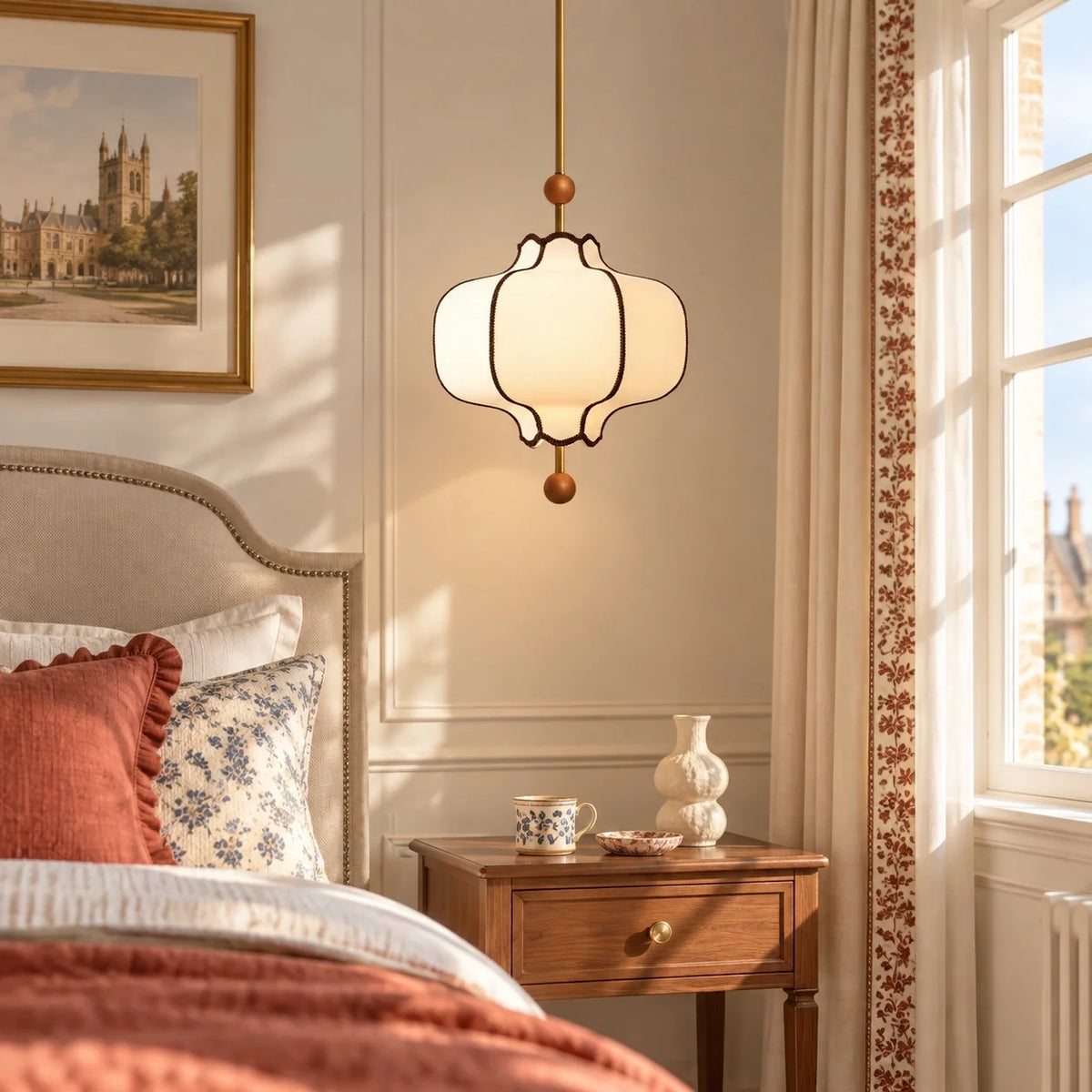 Modern Vintage Lantern Fabric Pendant Light