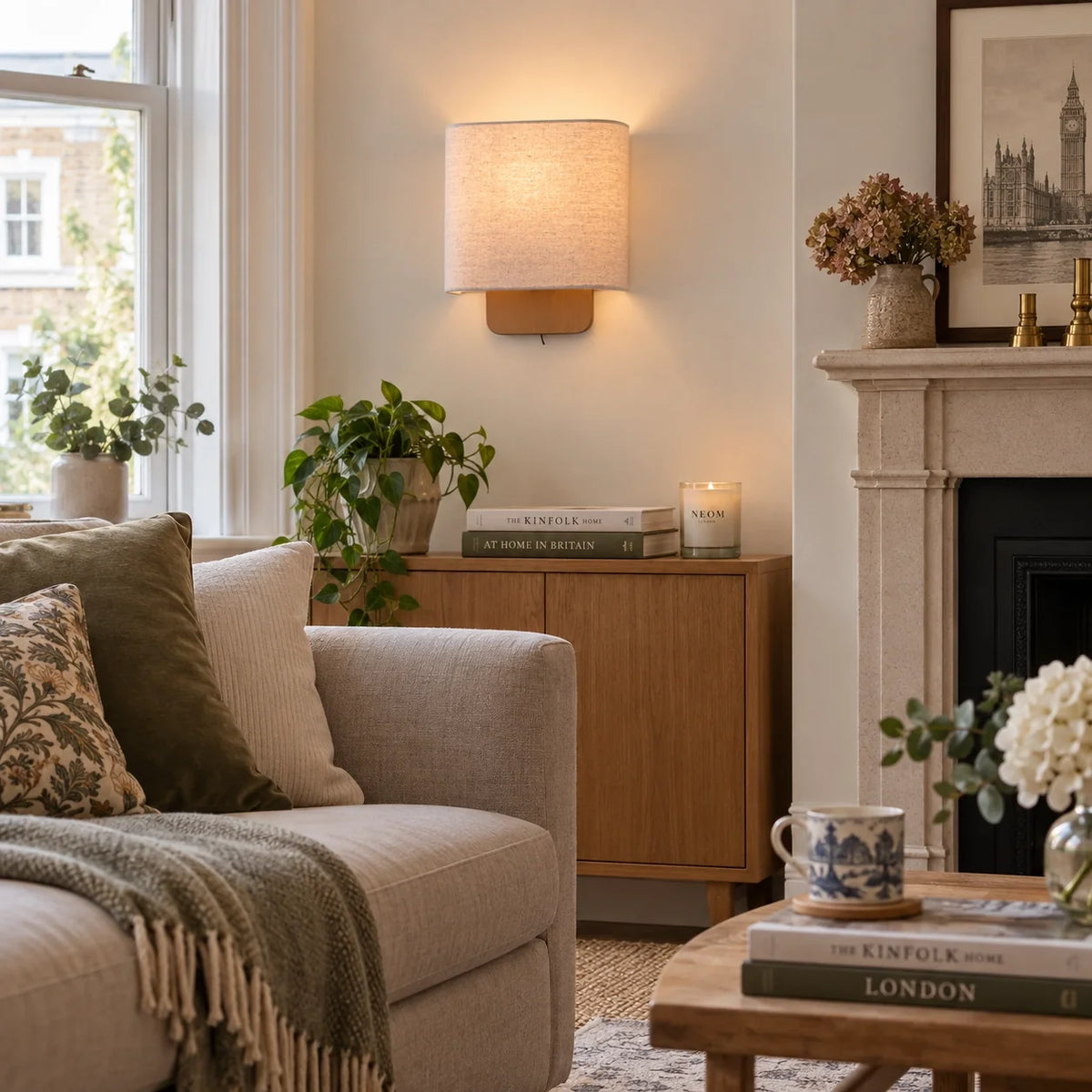 Modern Vintage Natural Linen Shade Wall Light