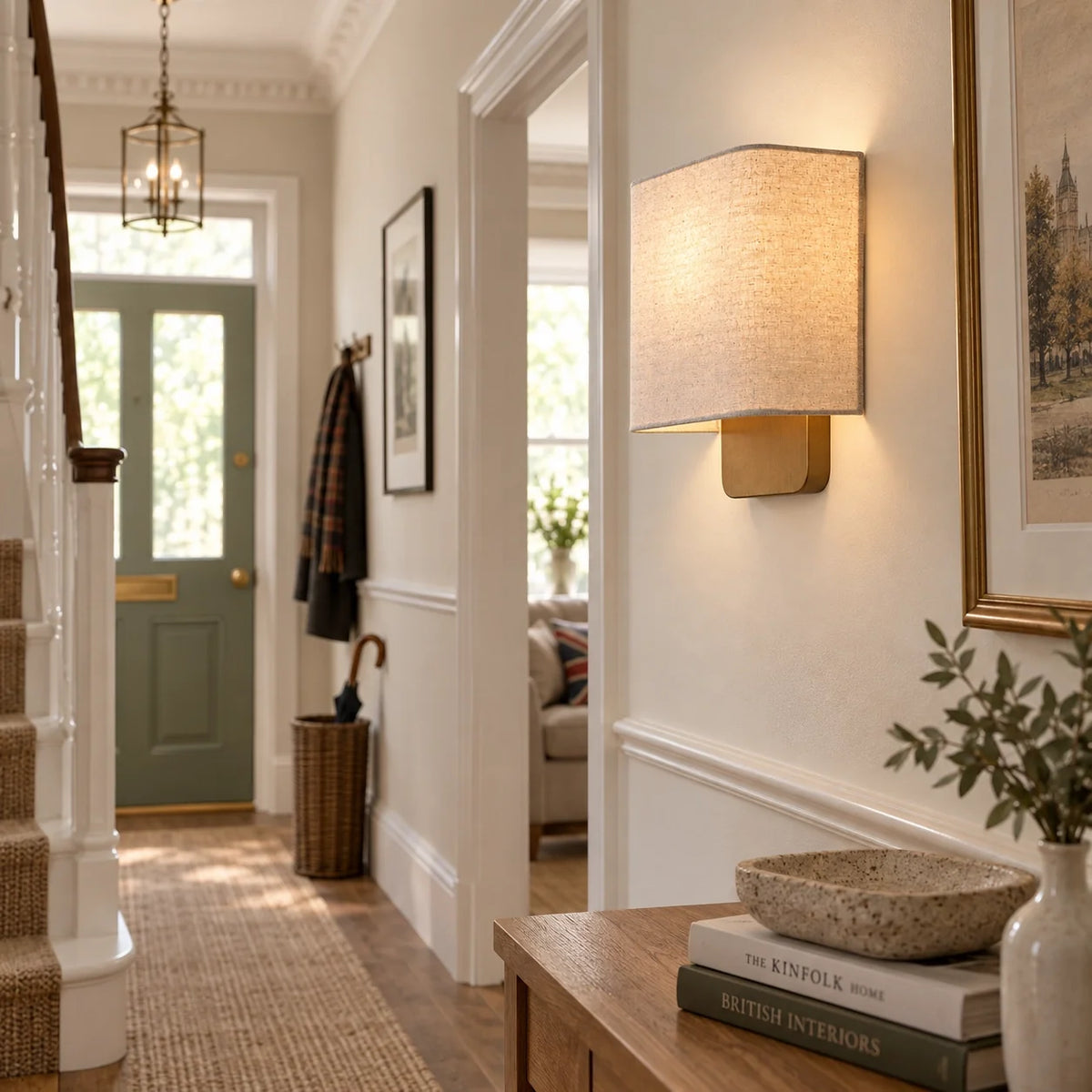 Modern Vintage Natural Linen Shade Wall Light