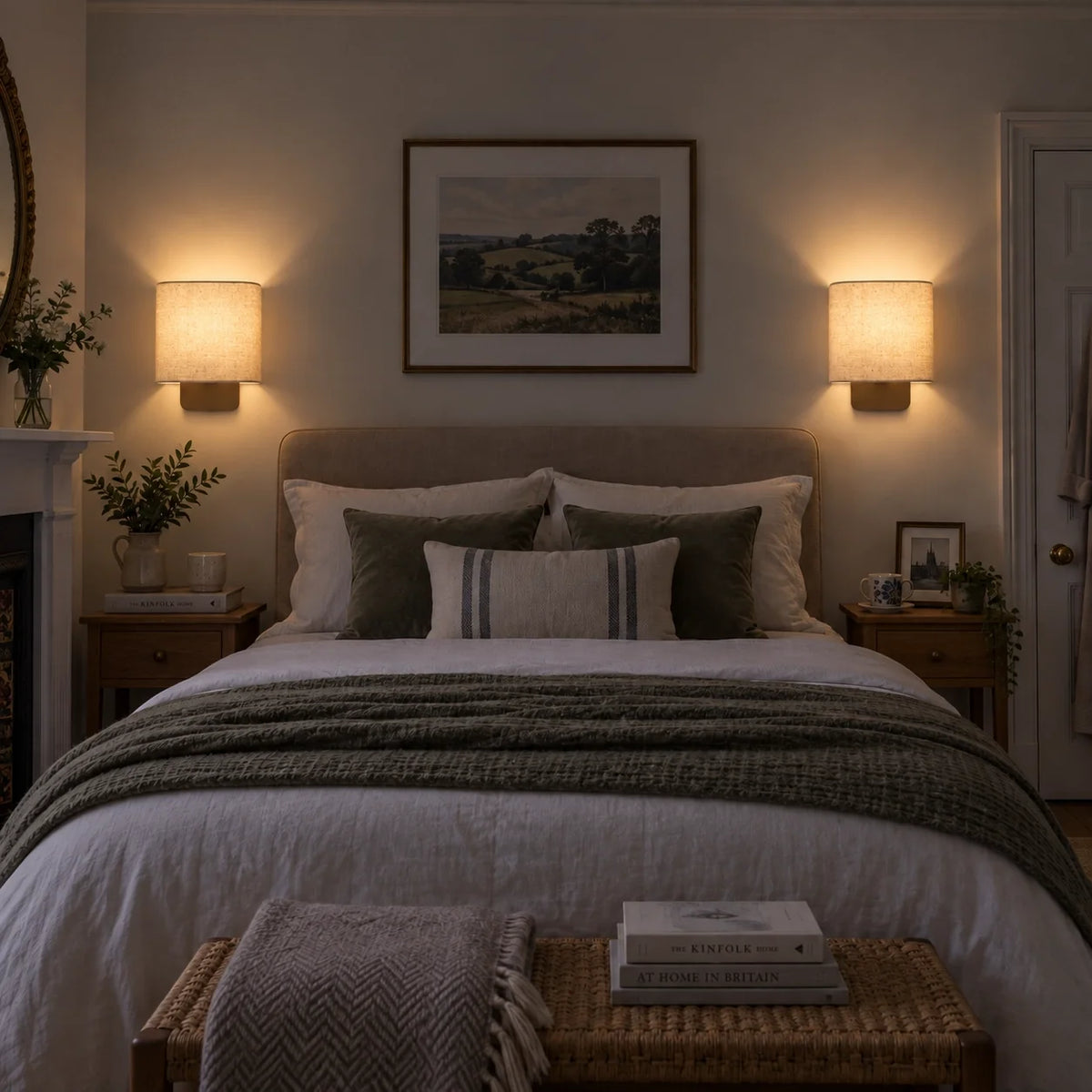 Modern Vintage Natural Linen Shade Wall Light