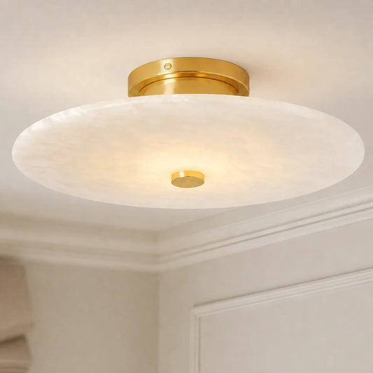 Modern Alabaster Halo Flush Mount Ceiling / Wall Light