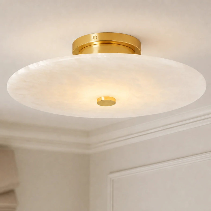 Modern Alabaster Halo Flush Mount Ceiling / Wall Light