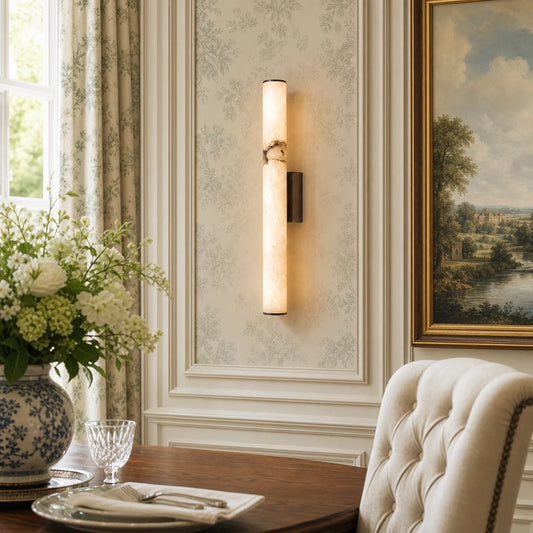 Modern Alabaster Linear Tube Wall Sconce