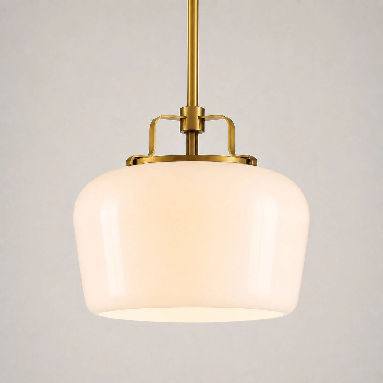 Modern Antique Brass Opal White Glass Pendant Light for Kitchen Island