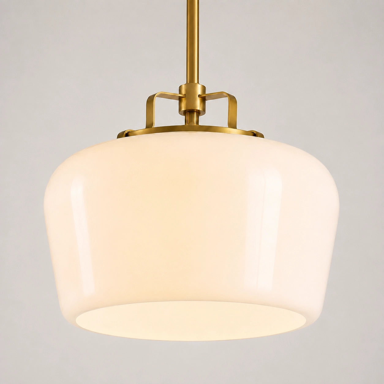 Modern Antique Brass Opal White Glass Pendant Light for Kitchen Island