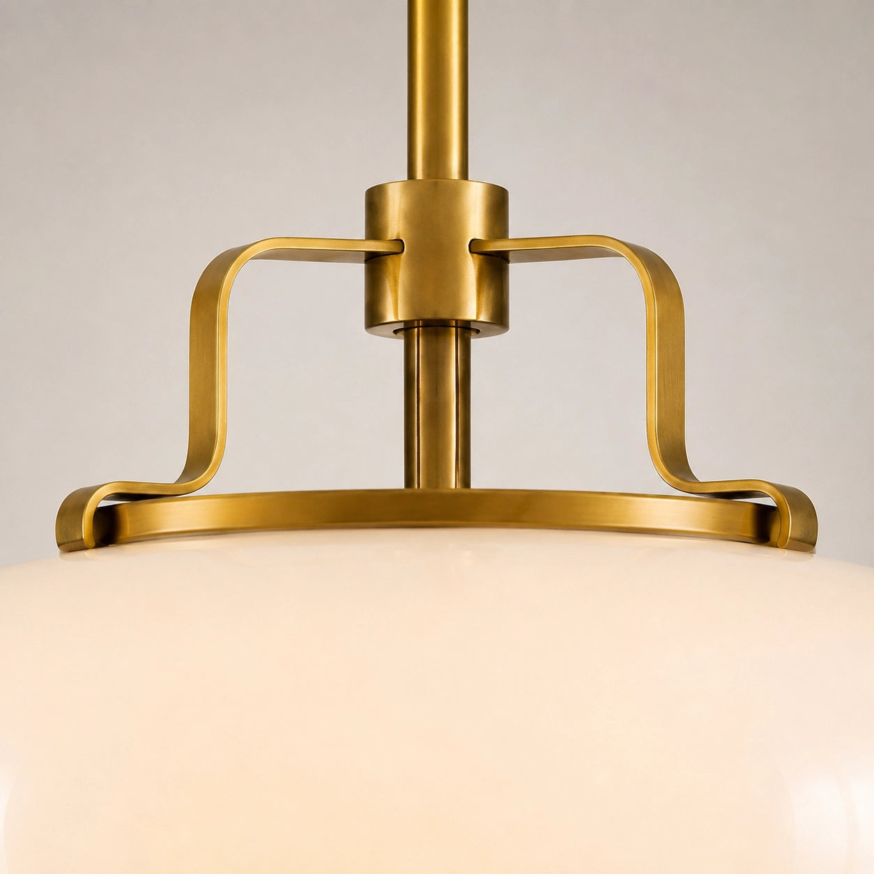Modern Antique Brass Opal White Glass Pendant Light for Kitchen Island