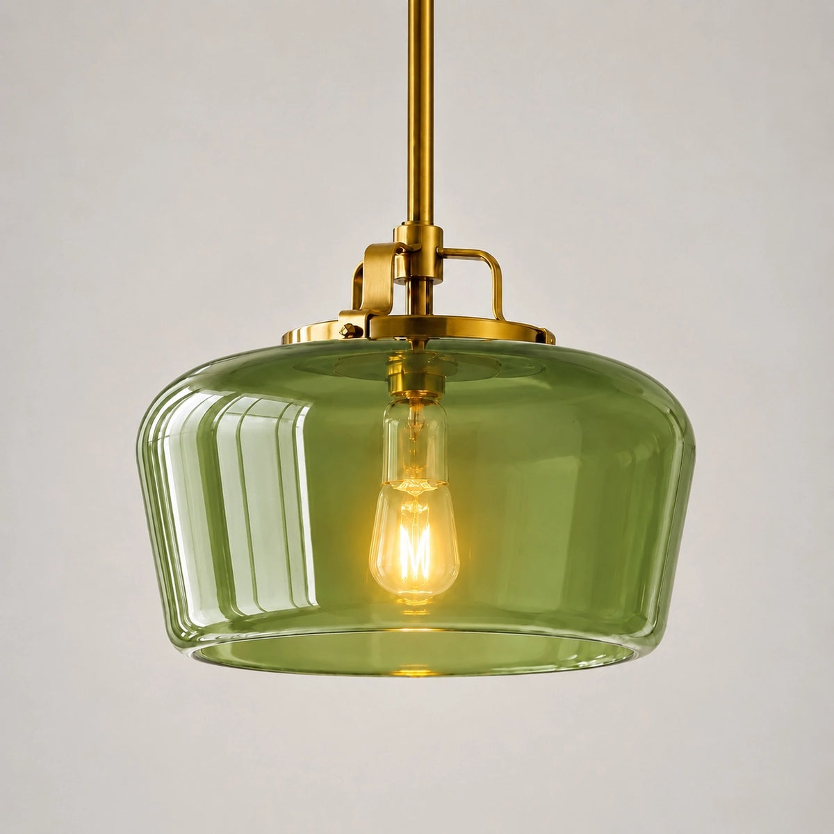 Modern Antique Brass Opal White Glass Pendant Light for Kitchen Island