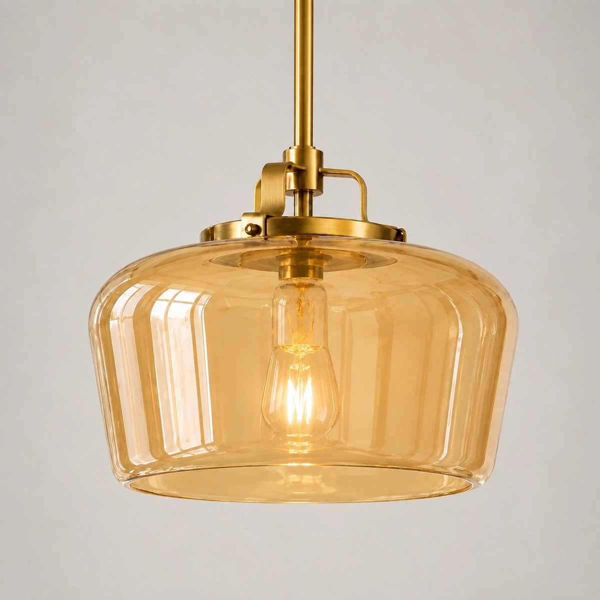 Modern Antique Brass Opal White Glass Pendant Light for Kitchen Island